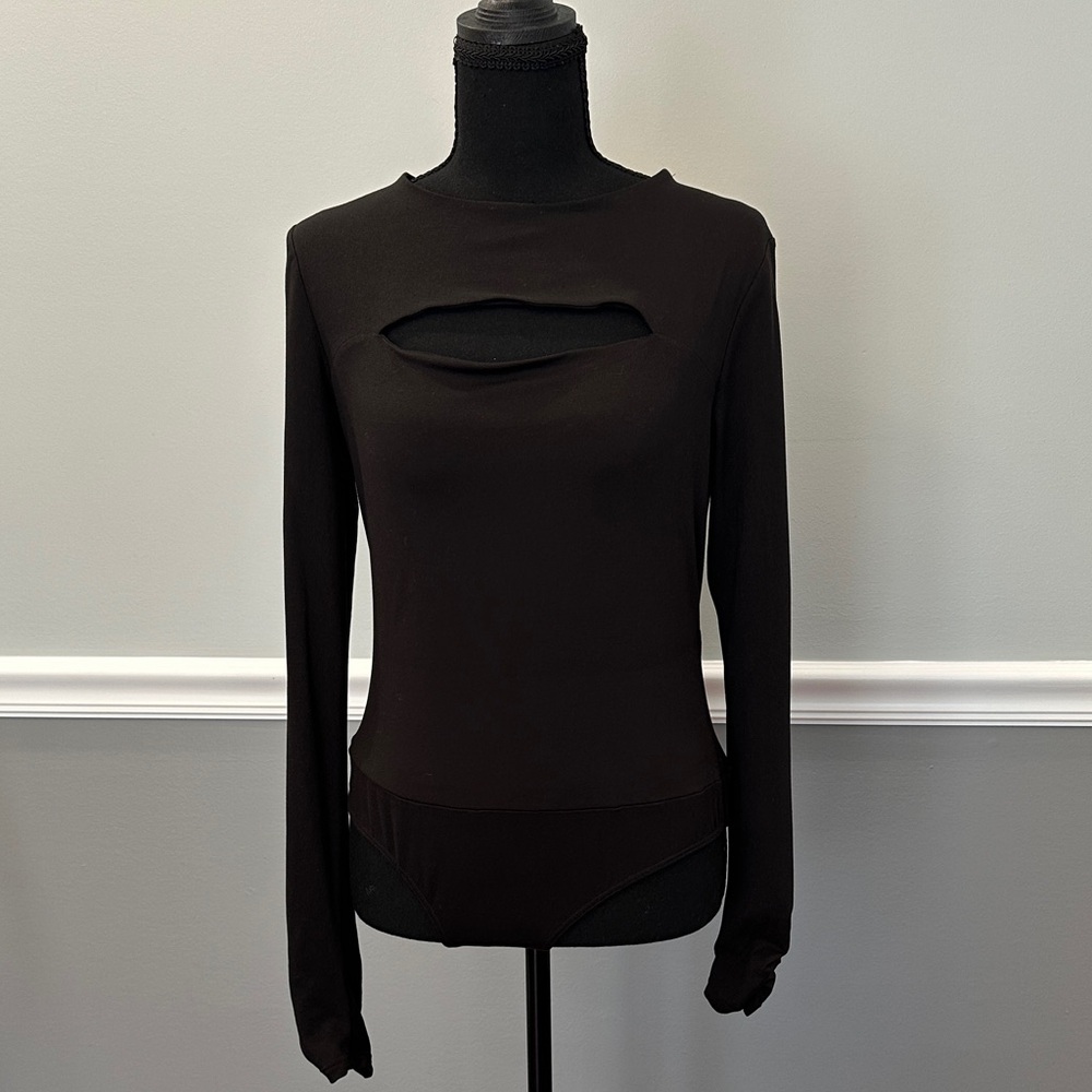 White Birch Elegant Black Cutout Bodysuit